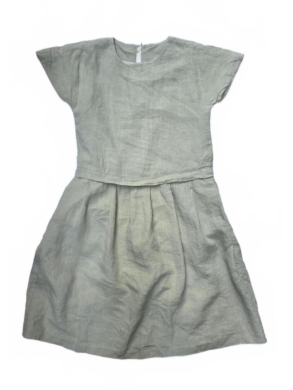 Samuji Pale Green 100% Linen Faithful Dress Size 34 (EU) (XS in US) Good Con